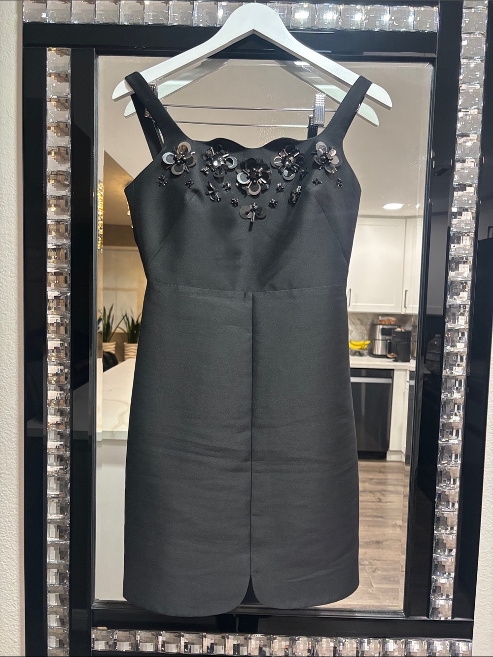 kate spade Black Floral-Appliqué Sleeveless Mini Dress